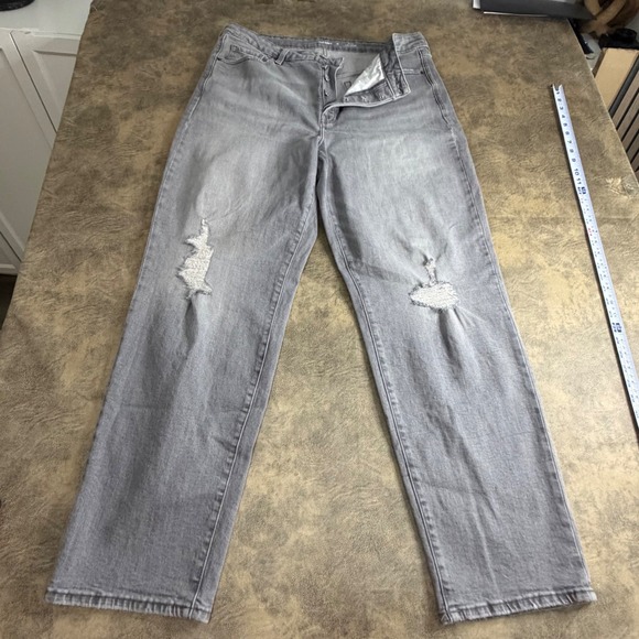 Old Navy Denim - Old Navy OG Loose Jeans Womens 18 Tall Grey High Rise Distressed Pebbles Destroy